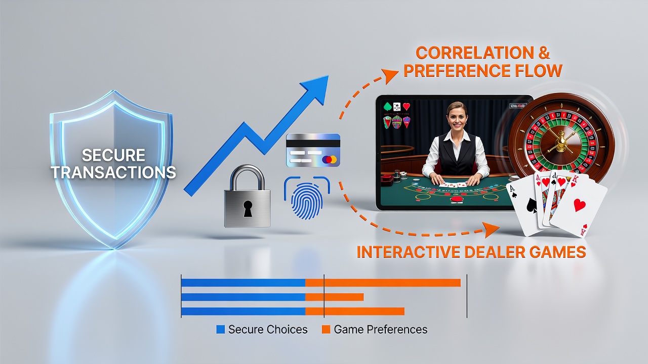 Mobile app interface showing secure payment options alongside live dealer game selections