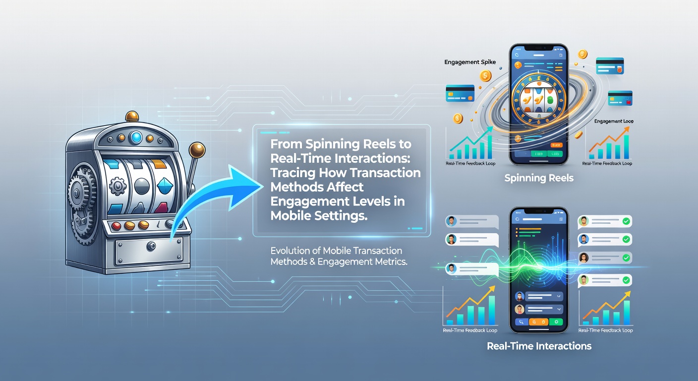 Mobile screen showing spinning reels transitioning into real-time interactive session with transaction indicators overlaid