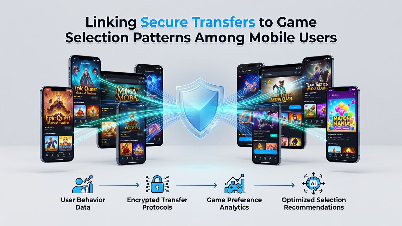 Analytics dashboard showing correlations between secure transfers and mobile game choices